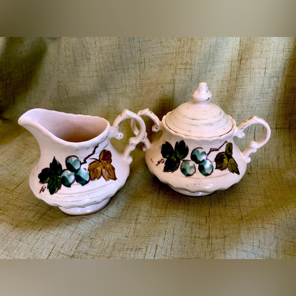 Vintage Metlox Vineyard Creamer & Sugar Bowl